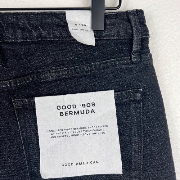 GOOD AMERICAN Good 90s Bermuda Shorts, Black227, Raw Hem Cut Offs, Size 6, NWT! - Picture 8 of 9